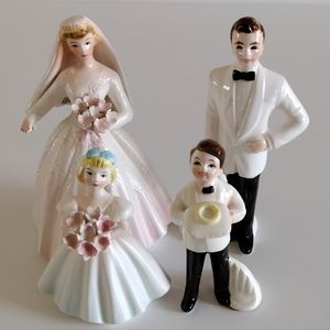 Lefton Exclusive Japan 50s Bride Groom Flower Girl Ring Bearer Set